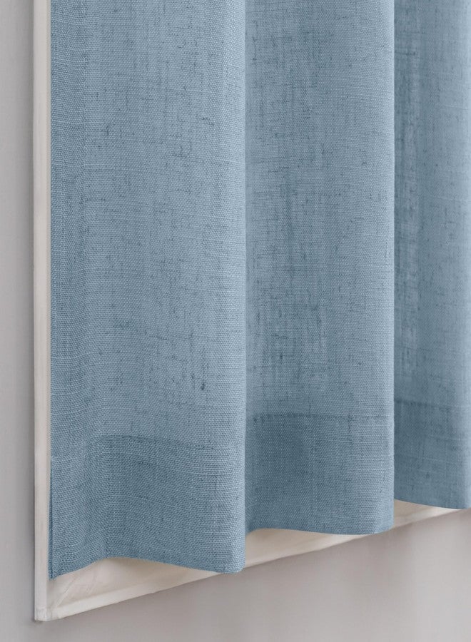 DANCURTON Light Blue Kitchen Curtain 24 Inch Length for Small Window 2 Panel Back Tab Pocket Cotton Textured Sheer Linen Short Cafe Curtain Valance for Bathroom Laundry Garage Country Farmhouse 30x24 Stone Blue - Image 4